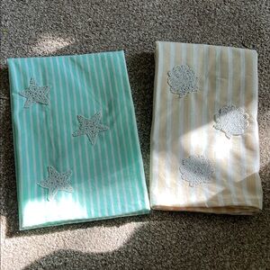Striped Hand Towels with Starfish and Shells